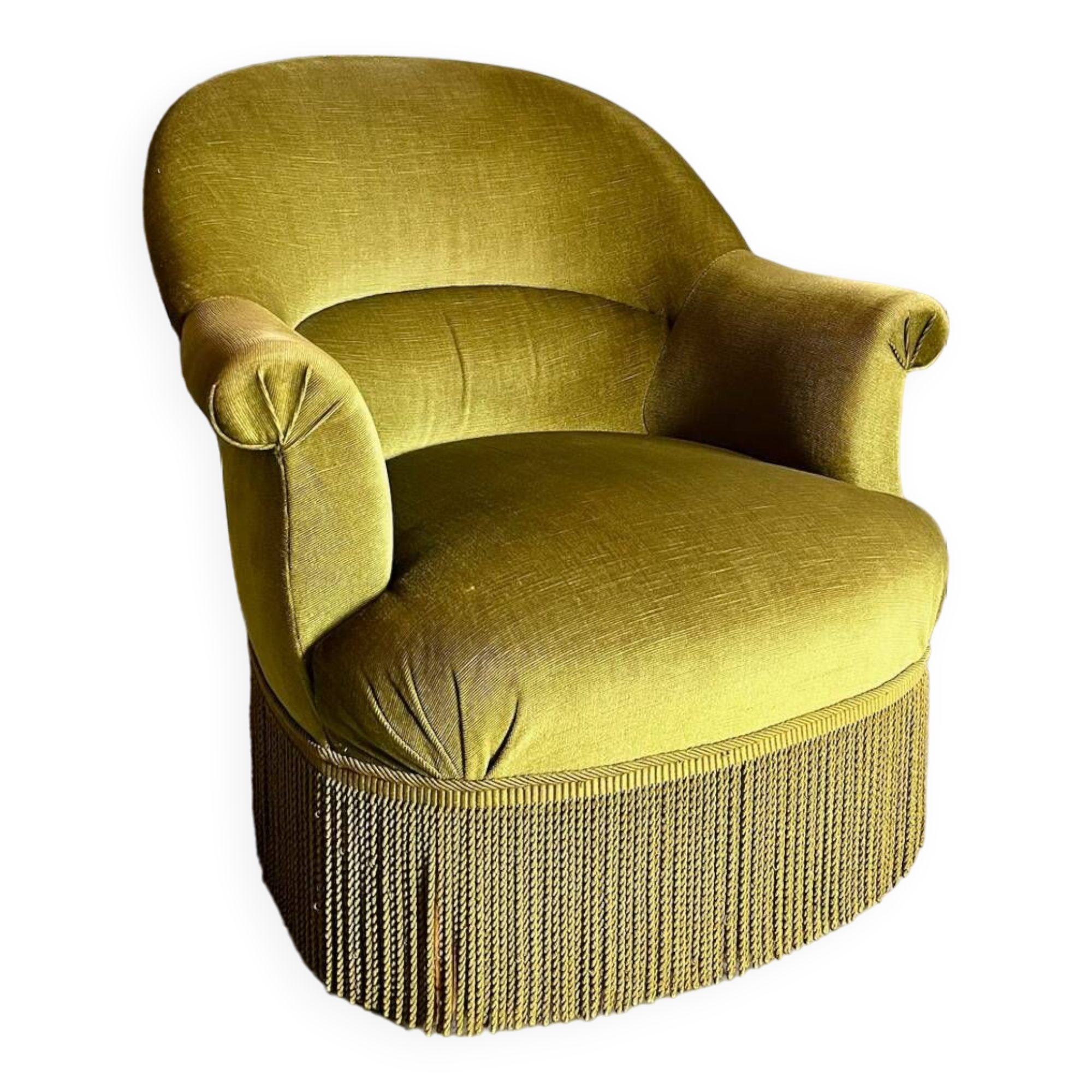 Fauteuil crapaud velours kaki