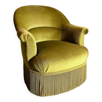 Khaki velvet toad armchair