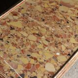 19th century coffee table. Gilded stucco and marble.