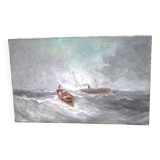 Marine painting oil on canvas by Paul SEIGNON late 19th century