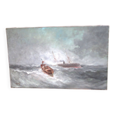 Marine painting in oil on canvas by Paul SEIGNON, late 19th century.