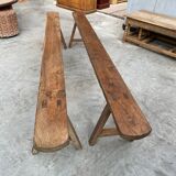 Pair of oak farm benches