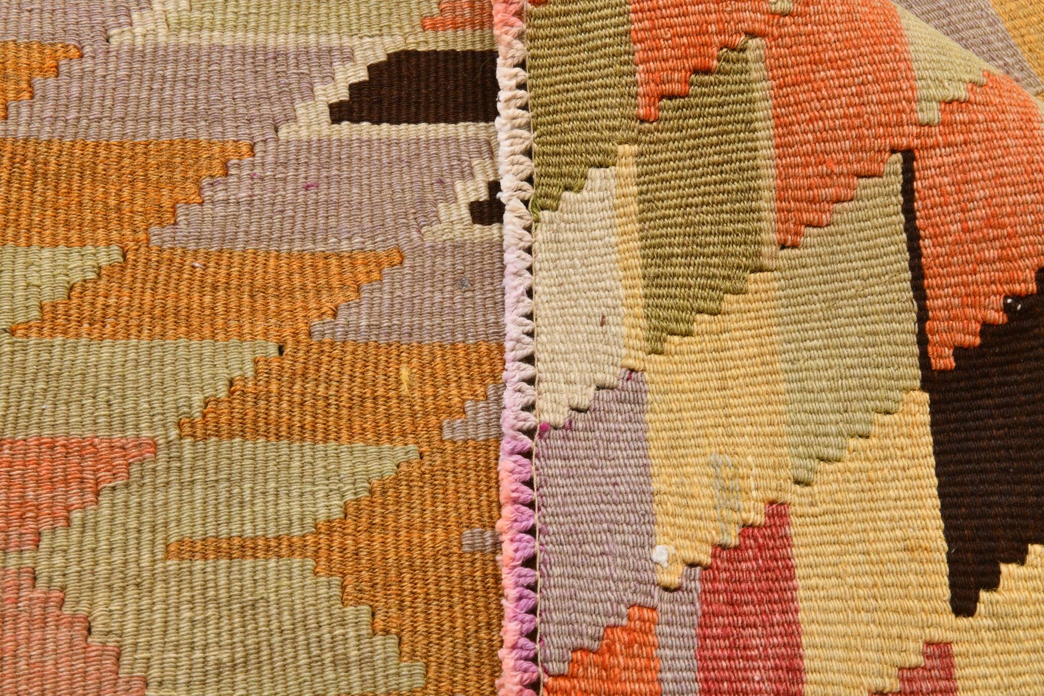 180x218Cm Geometric Style Kilim Rug, 6x7 Rugged Carpet