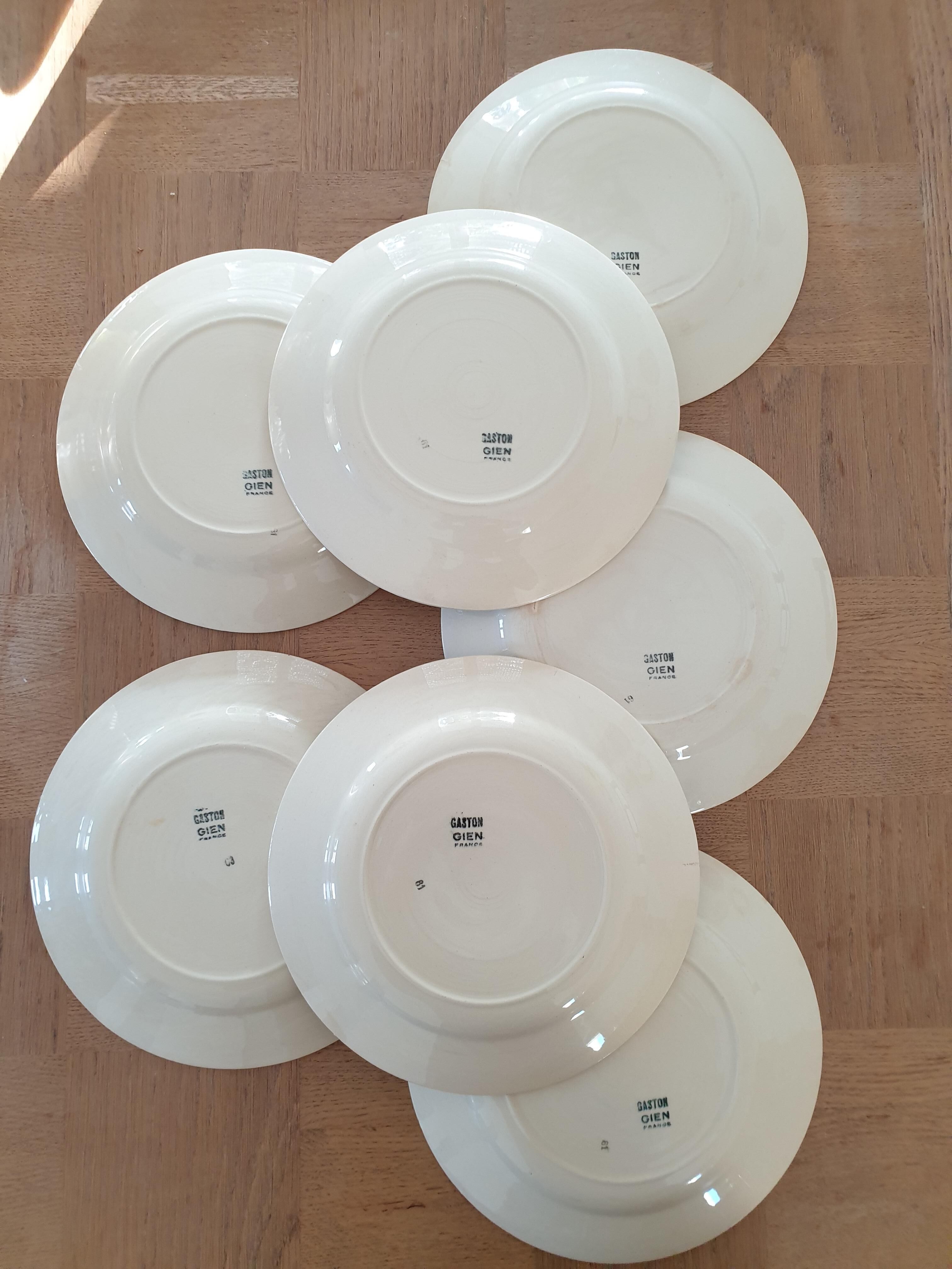 Set of 6 gien faience plates