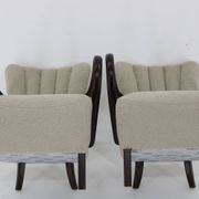 1930s Pair of Jindrich Halabala Art Deco H-237 Armchairs in Bouclé, Restored