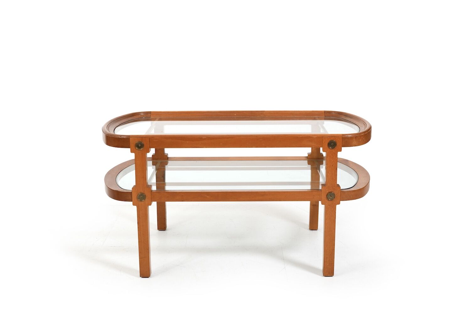 Oval Art Deco Sofa Table with Brass Dekor Denmark 1930s