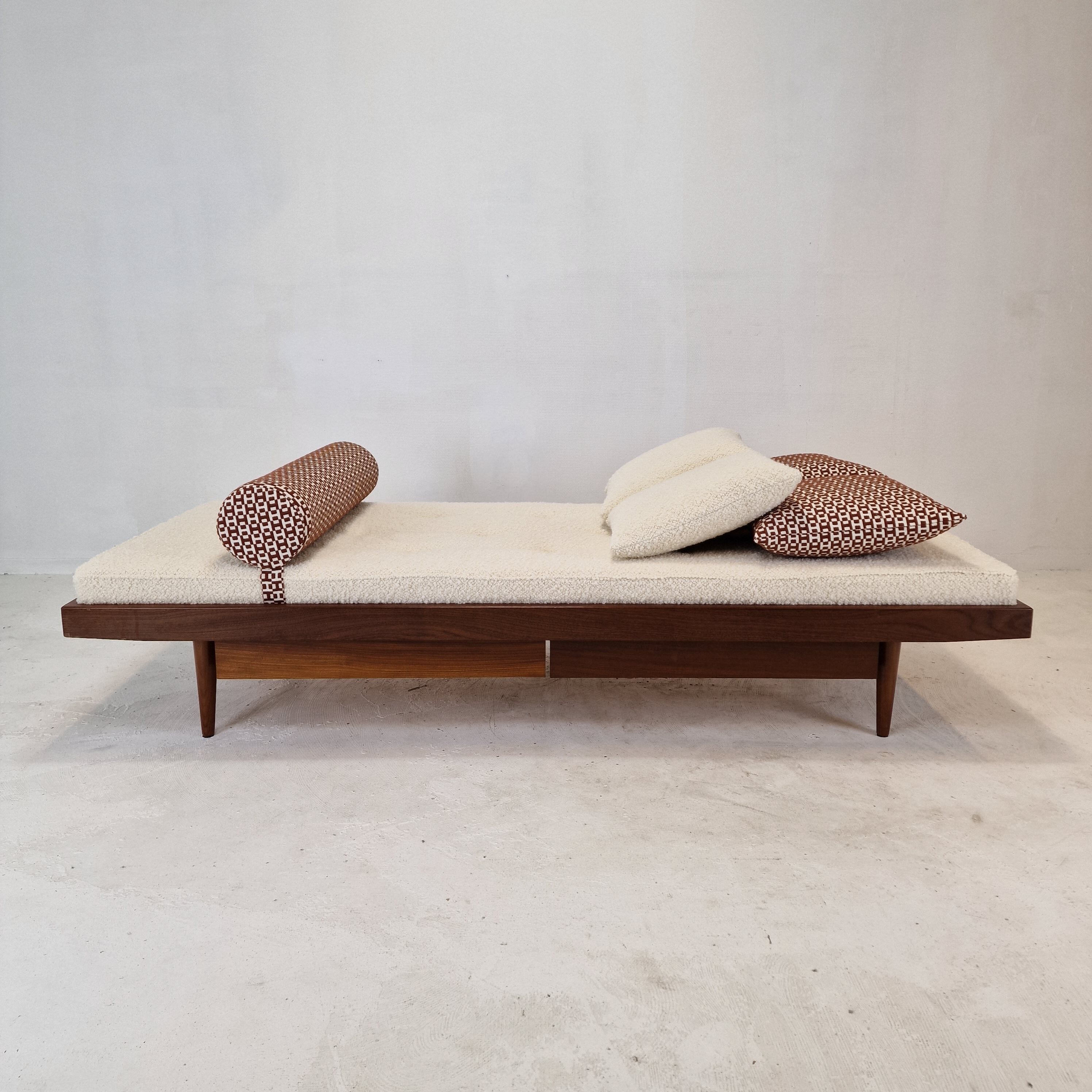 Teak Daybed with Hermes Cushions and Bolster, 1960s
