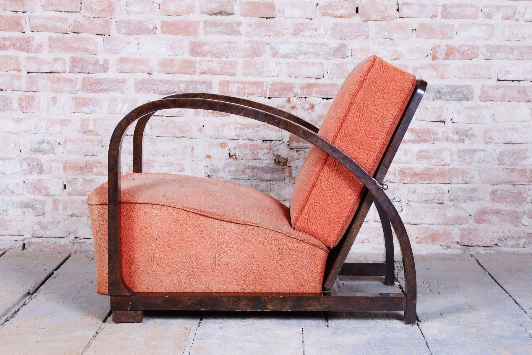 Art Deco Reclining Armchair attributed to J. Halabala for Up Závody, Czech, 1920s