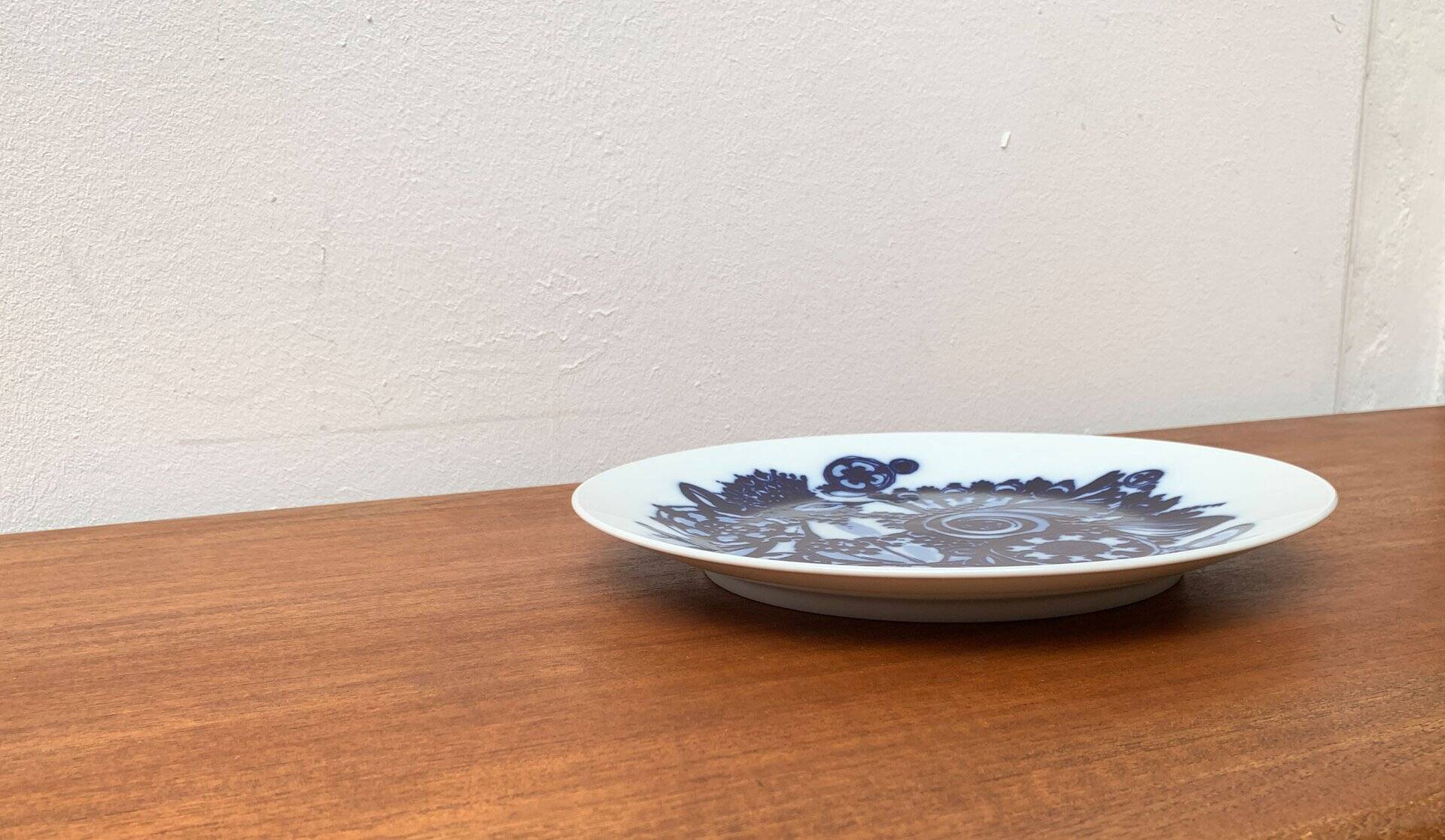 Vintage German peacock wall plate by Bjørn Wiinblad for Rosenthal, 1970s.