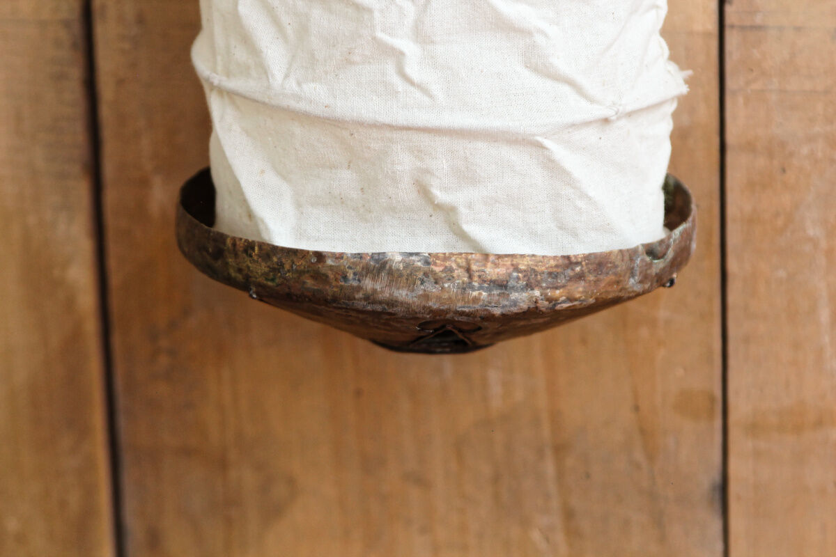 Lampion in natural cotton and metal