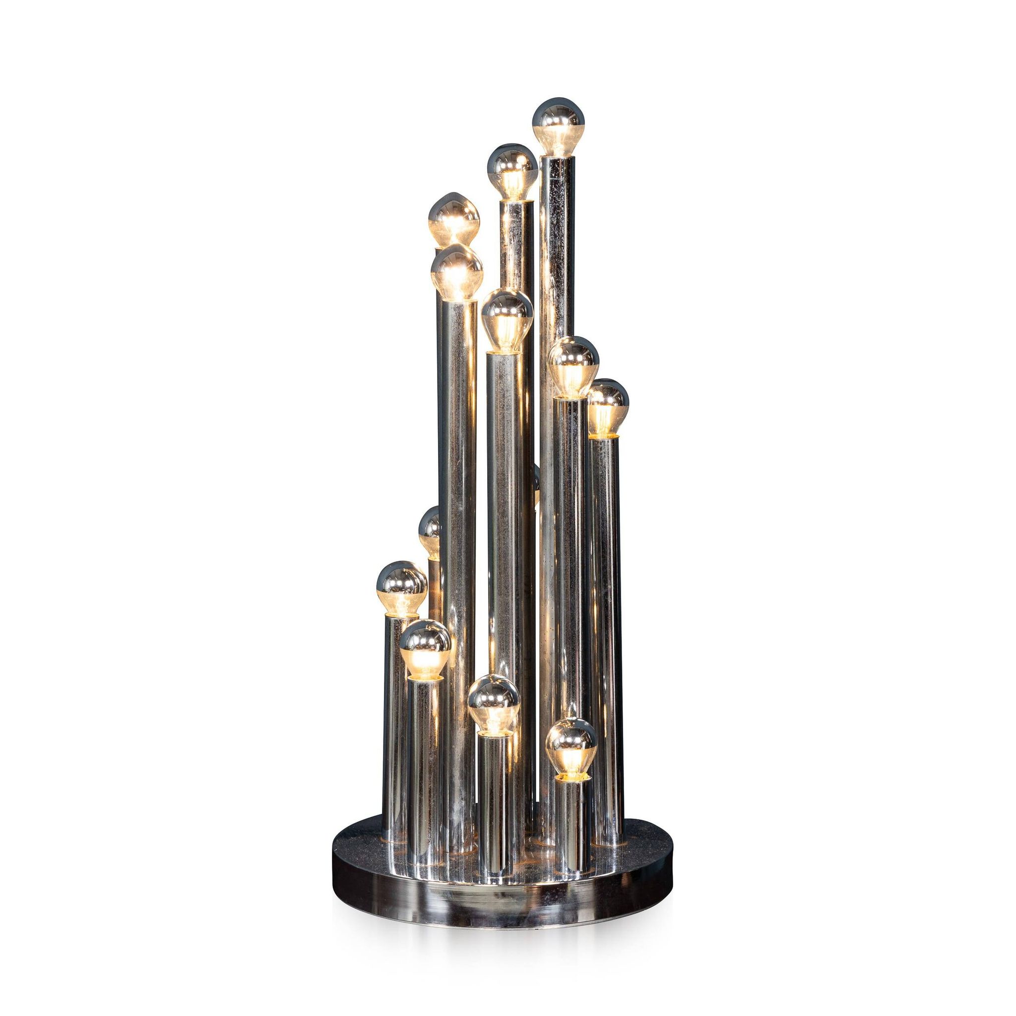 Vintage 20thc italian chrome multi-light table lamp by reggiani c.1970