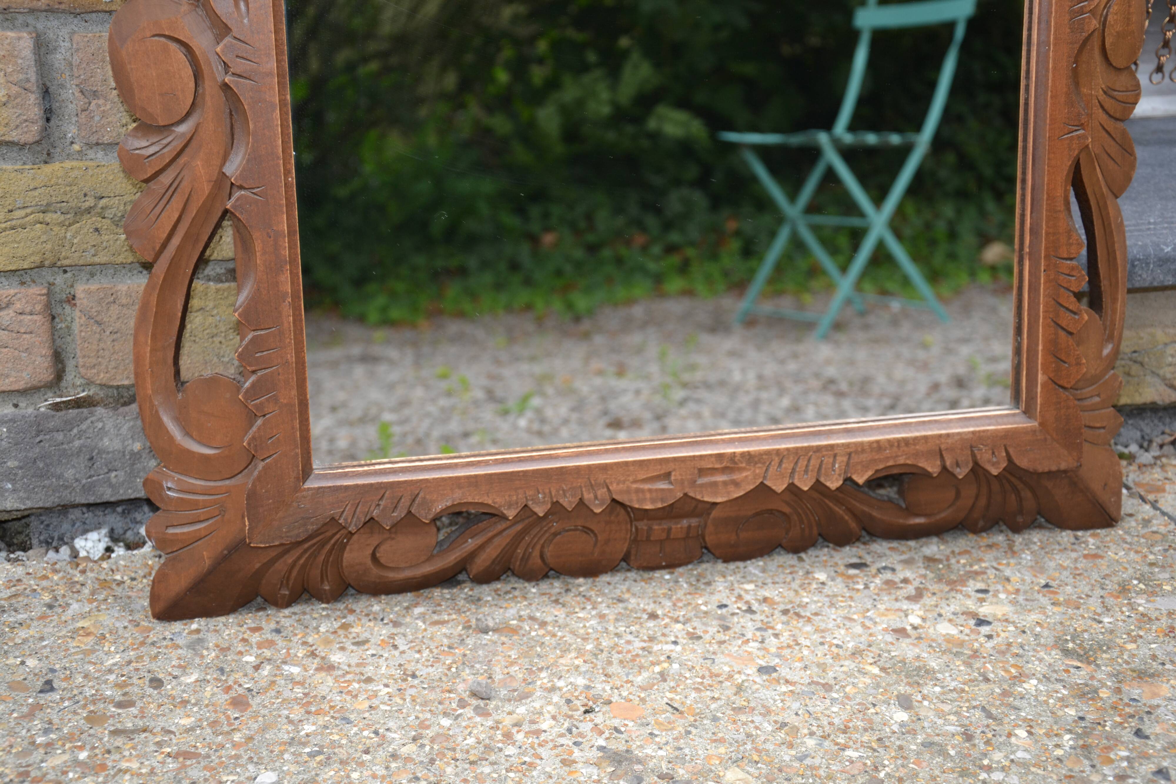 Old large carved wooden mirror 62/93