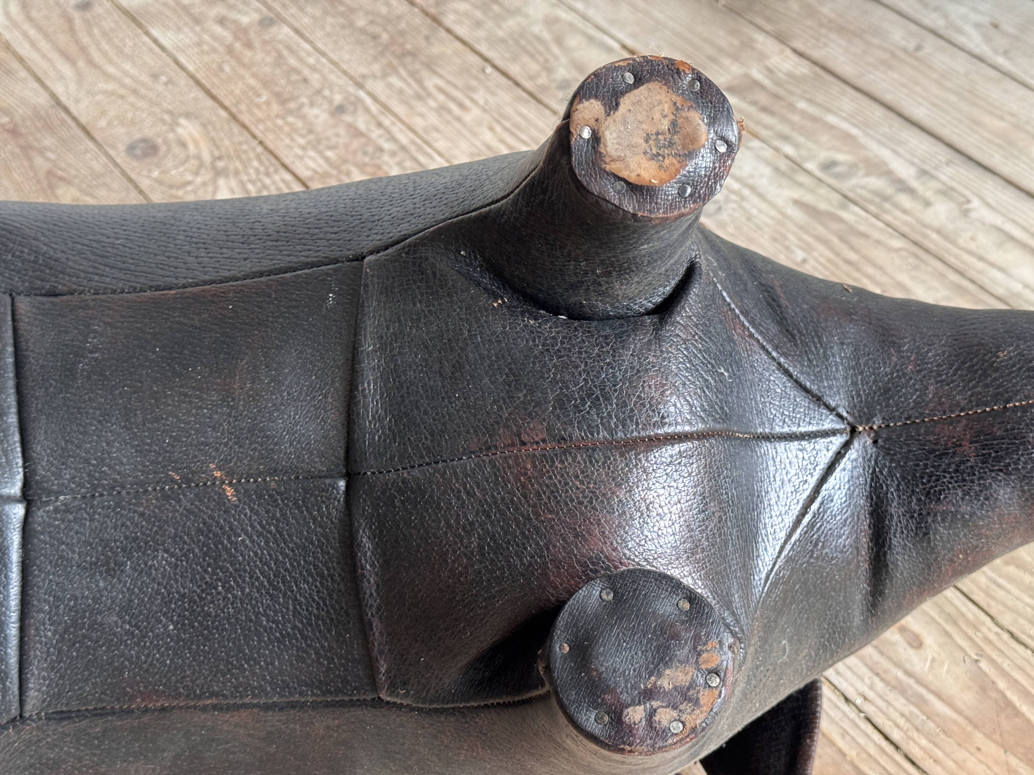 Leather Pig Footstool Ottoman by Dimitri Omersa, UK 1960s