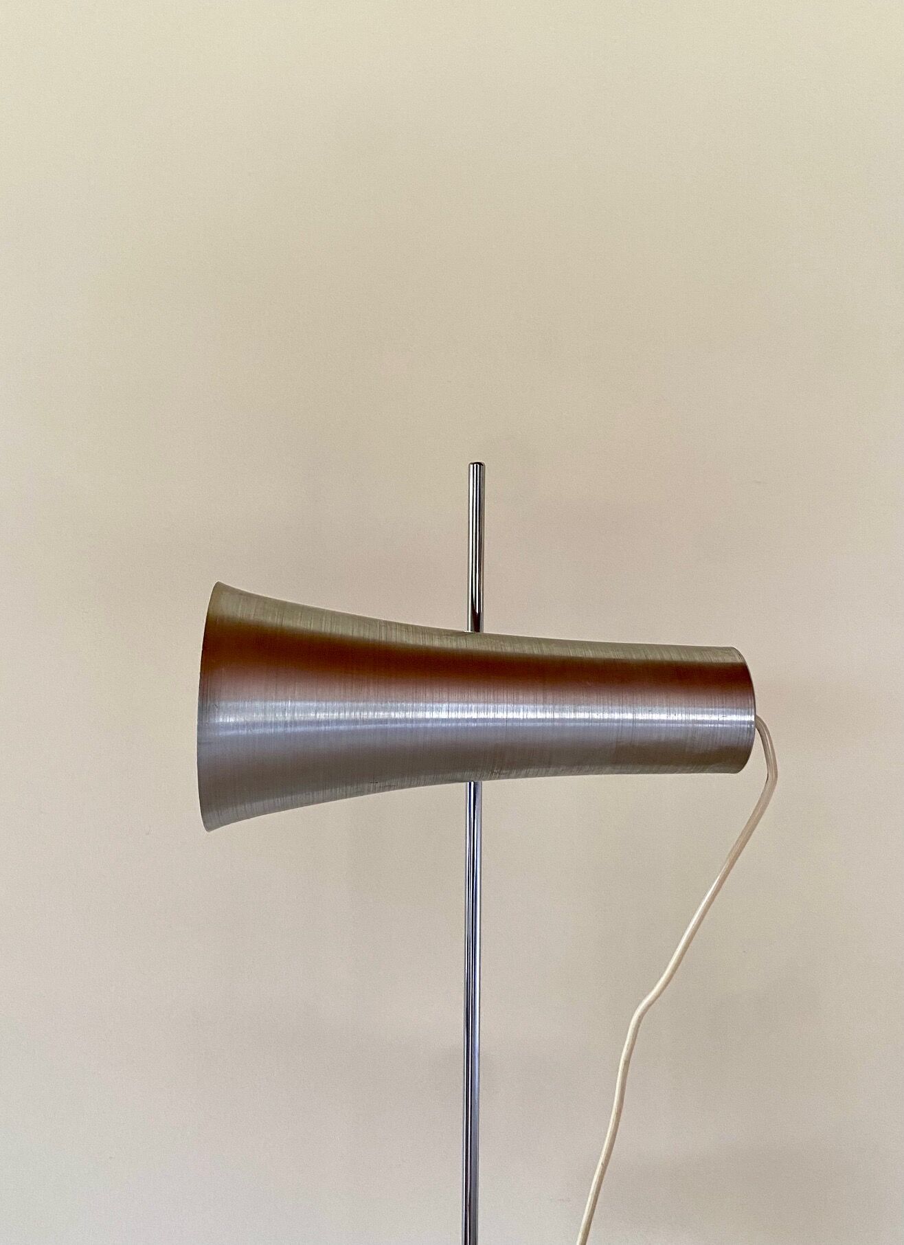 Floor lamp with 3 adjustable spots in stainless steel, 1970's