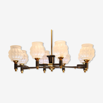 Arlus mid-century 8 light chandelier, france