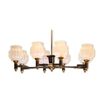 Arlus mid-century 8 light chandelier, france