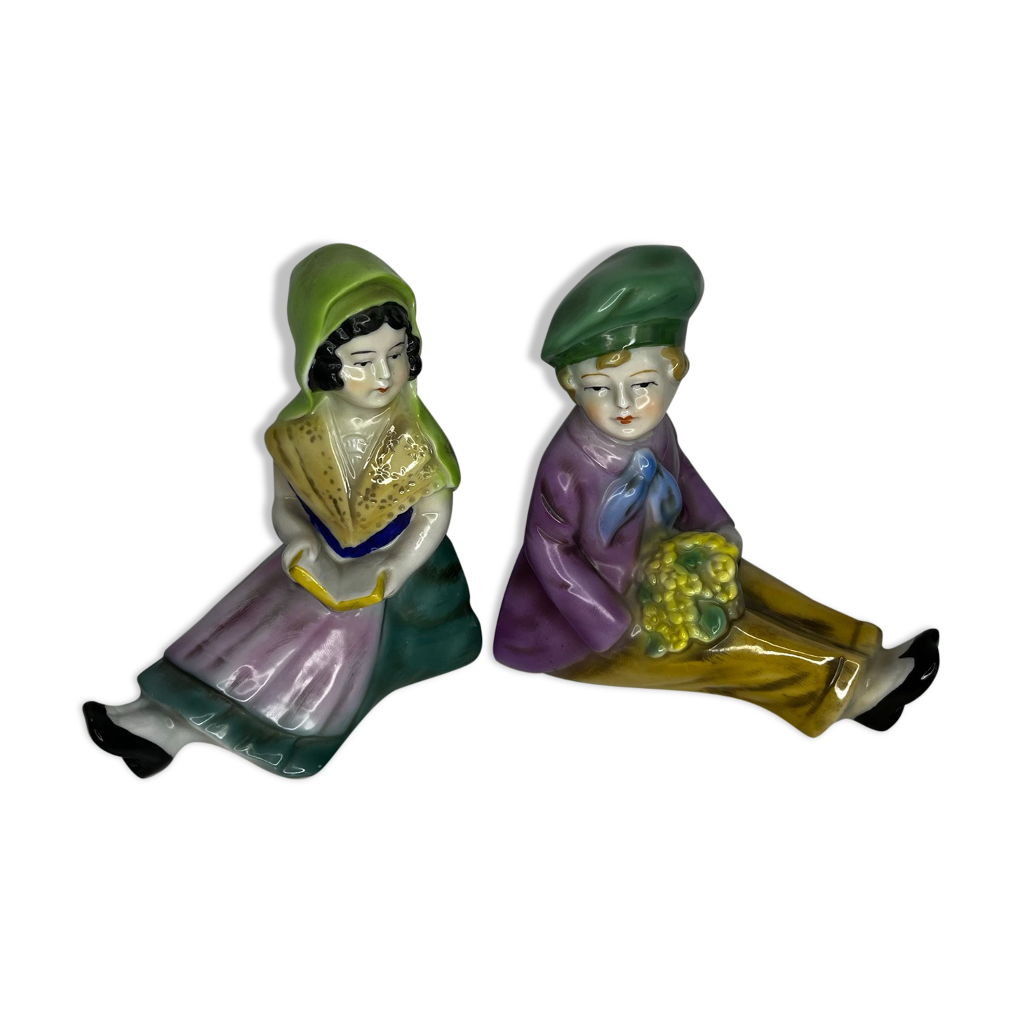 Pair of German porcelain bookends