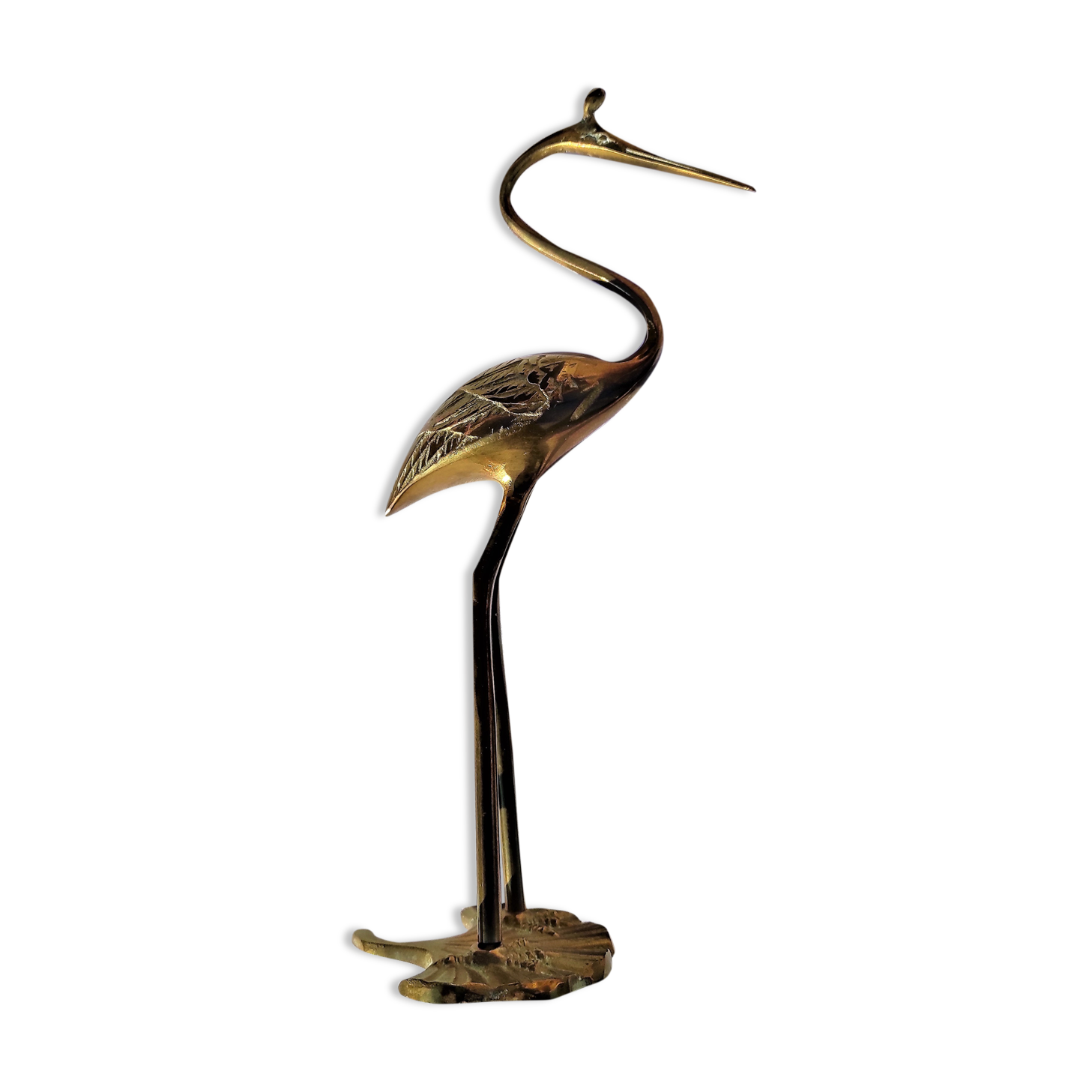 Heron or brass wading bird around the 1960s/1970s