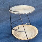French iron and wicker bar cart from the 1950s
