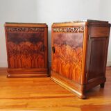 Pair of Art Deco bedside tables in solid blonde walnut – France 1930