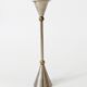 Pair of postmodern candlesticks in Memphis style made of steel and brass.