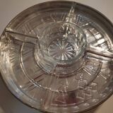 Silver metal servant with 5 carved glass raviers