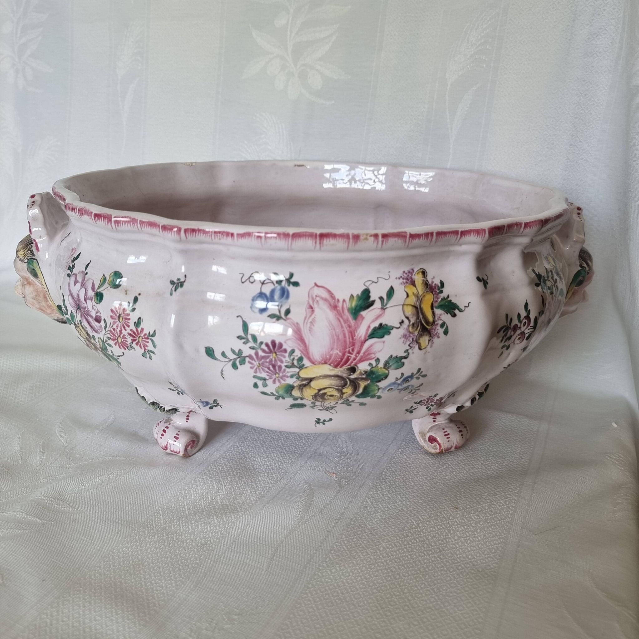 Antique 18th century Marseille earthenware planter by Veuve Perr