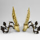 Pair of Hollywood Regency sconces in carved, painted and patinated wood, 1950s