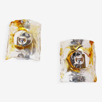 Pair of 1970’s Murano Glass ‘Flower’ Wall Sconces by AV Mazzega