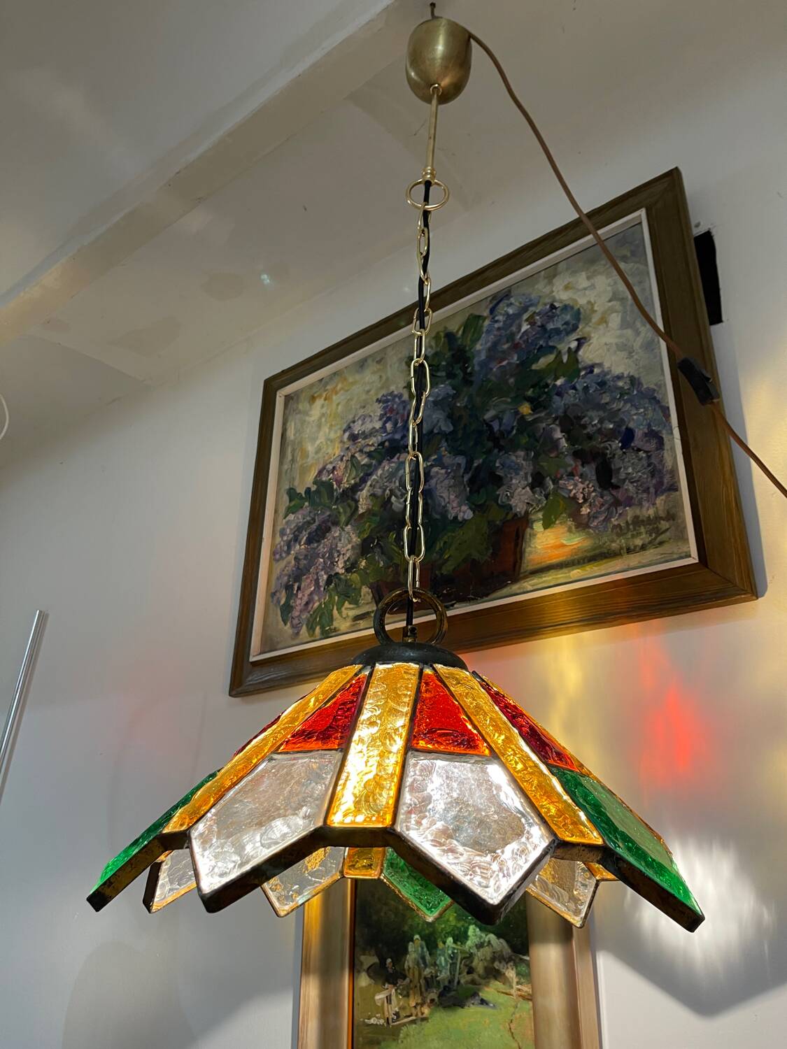 Poliarte pendant lamp by Longobard in murano glass, 1980s