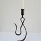 Brutalist candle holder wrought iron beaten patinated H. 37 cm