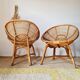 Pair of vintage basket chairs in rattan – Riviera style 1960