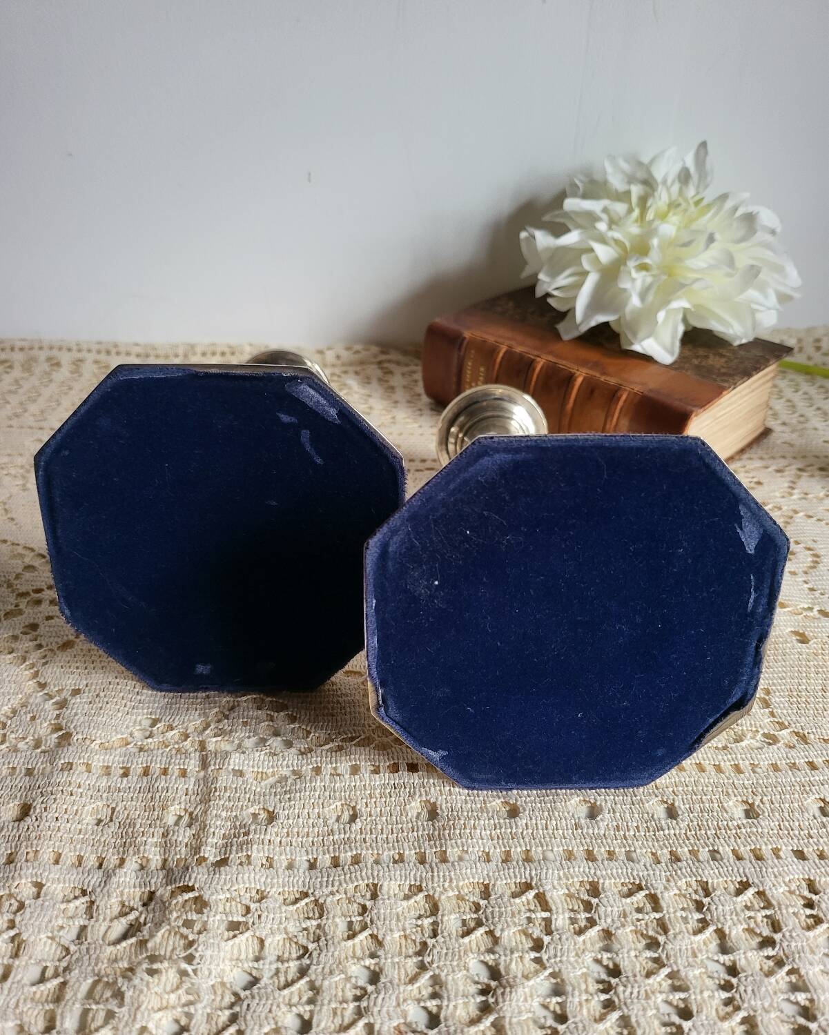 Pair of silver-plated candlesticks