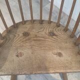 Rocking brutalist chair in oak, France, 1920s