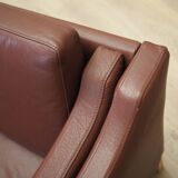 Brown leather sofa, Danish design, 1970s, production: Denmark