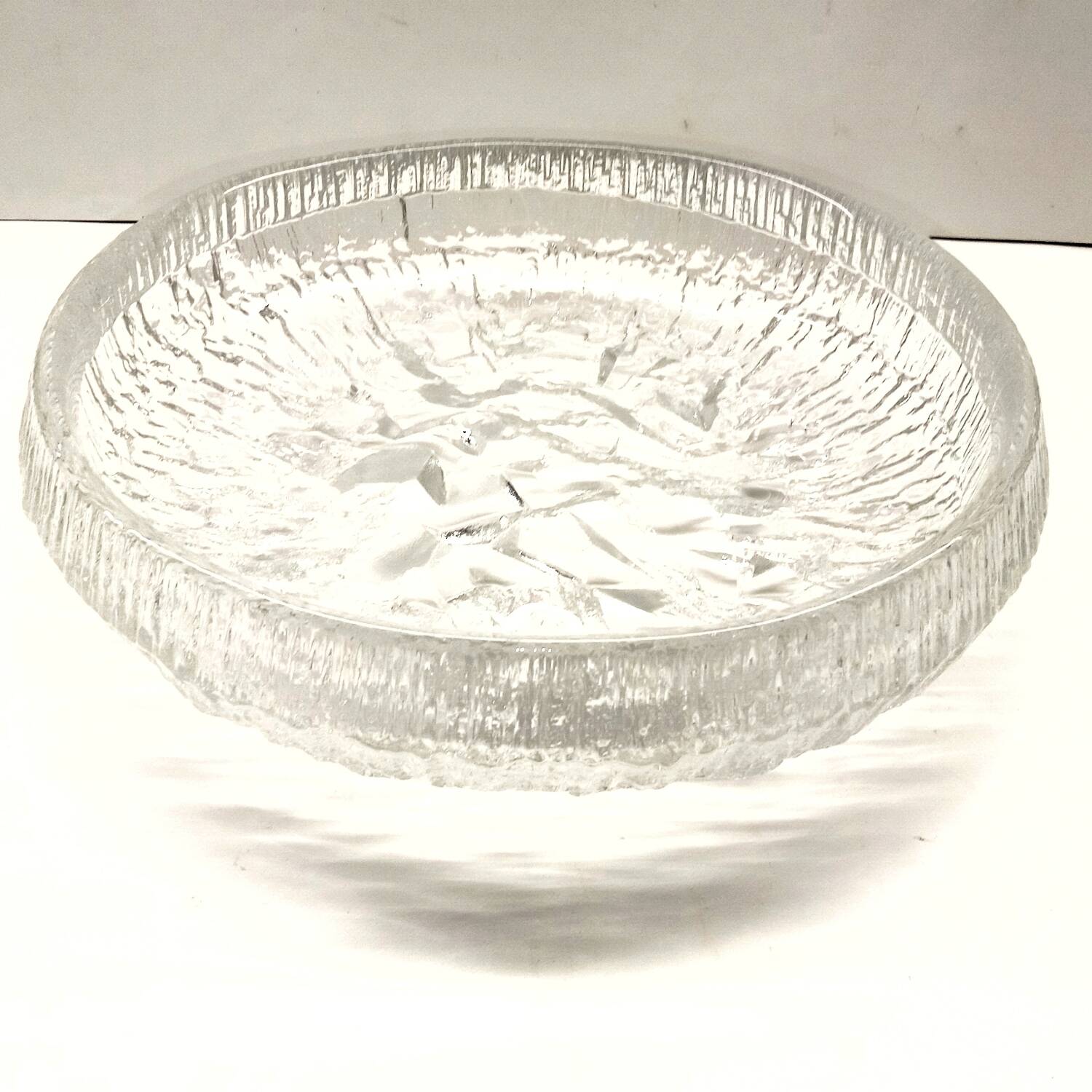 Crystal Bowl Empty Pocket 28 cm Signed Tapio Wirkkala Lunaria Design Finland