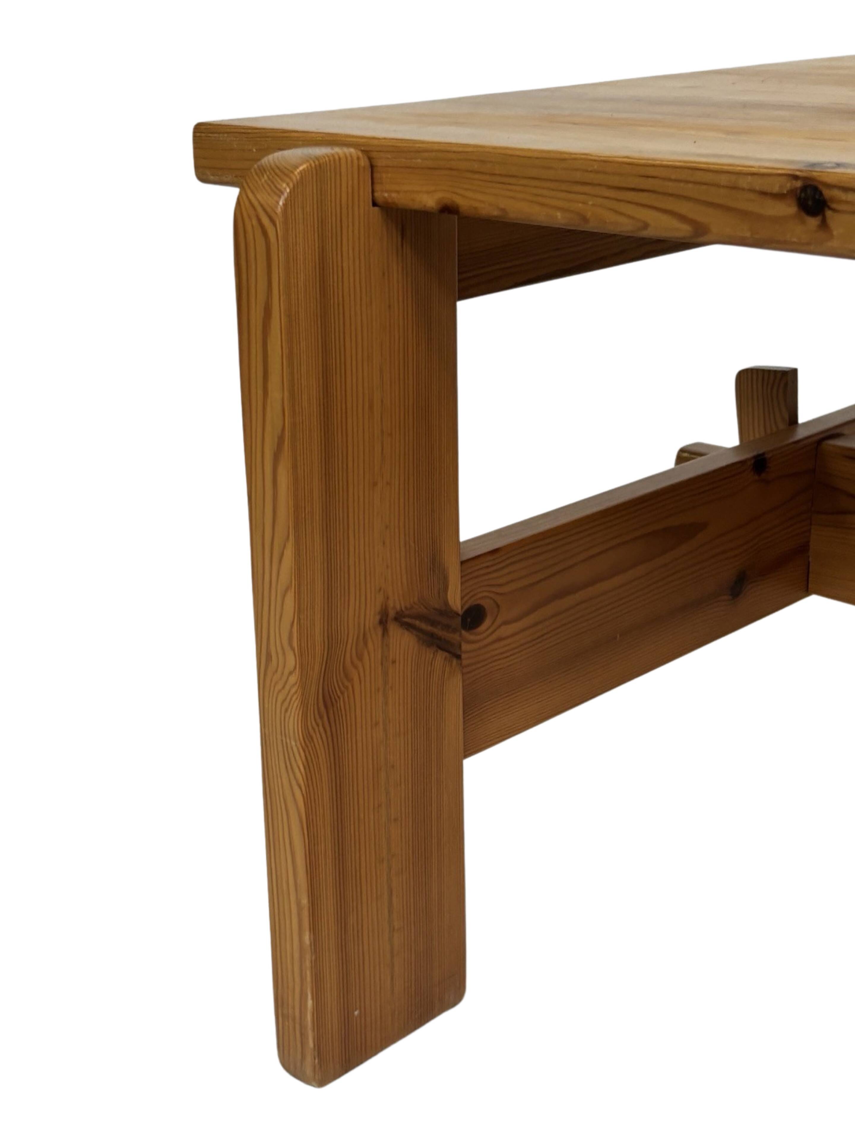 Vintage coffee table pinewood minimalist 1970s design