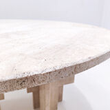 Mid-century modern travertine dining table