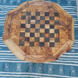 Table de jeu d'échecs, bois d'olivier rustique