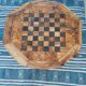 Chess game table, rustic olive wood