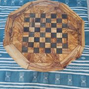 Chess game table, rustic olive wood