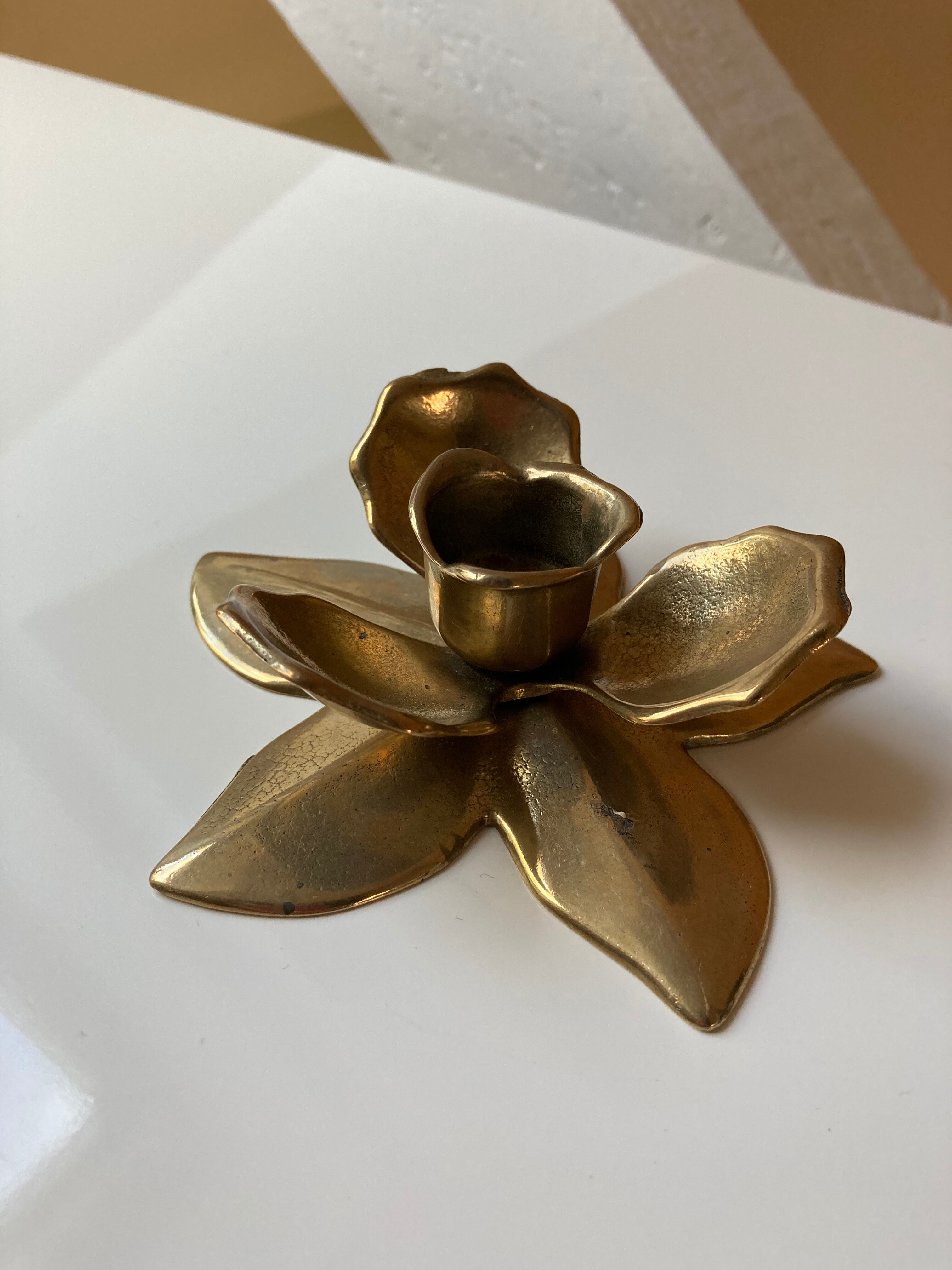 Brass flower candle holder