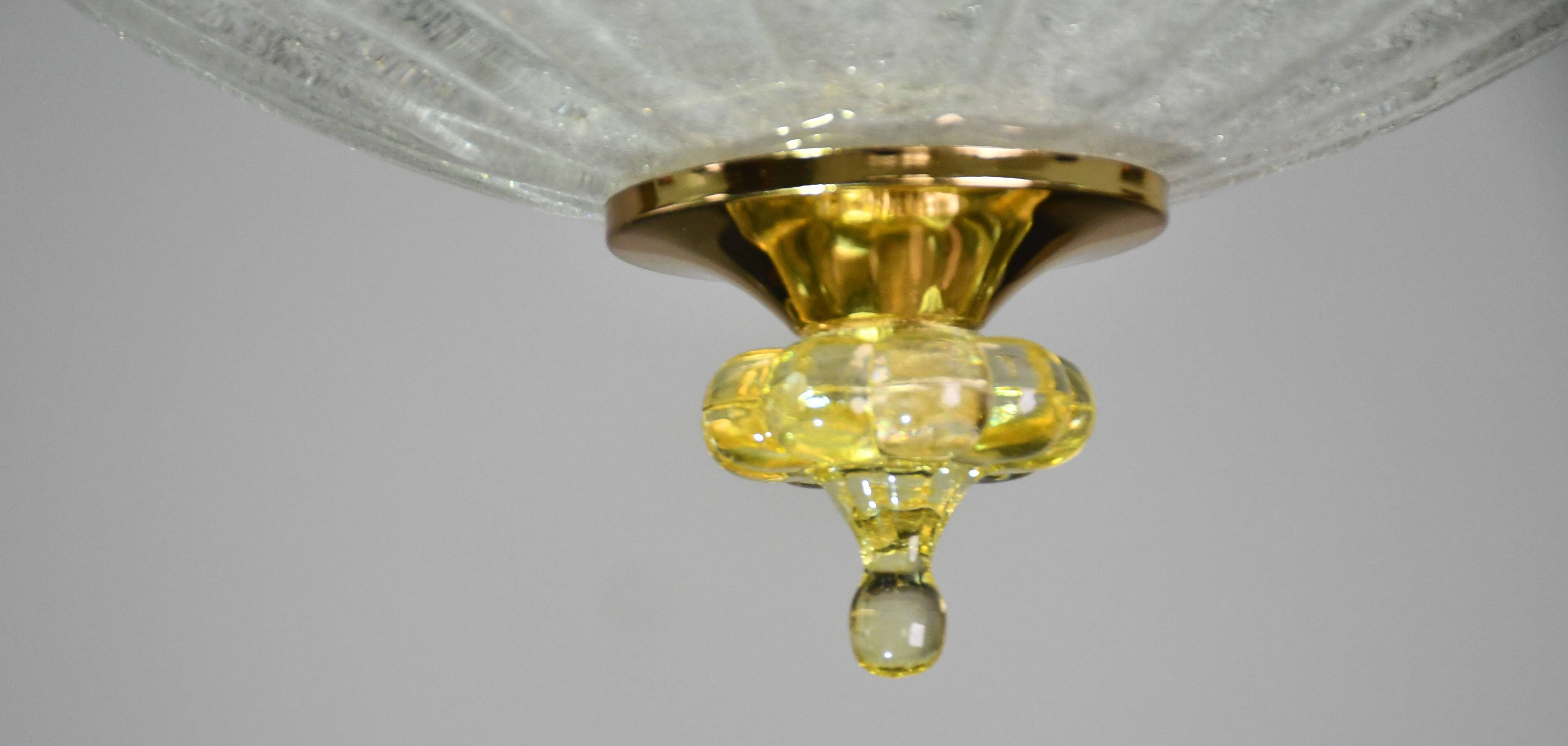 Florence, large size Murano clear transparent vintage glass ceiling light