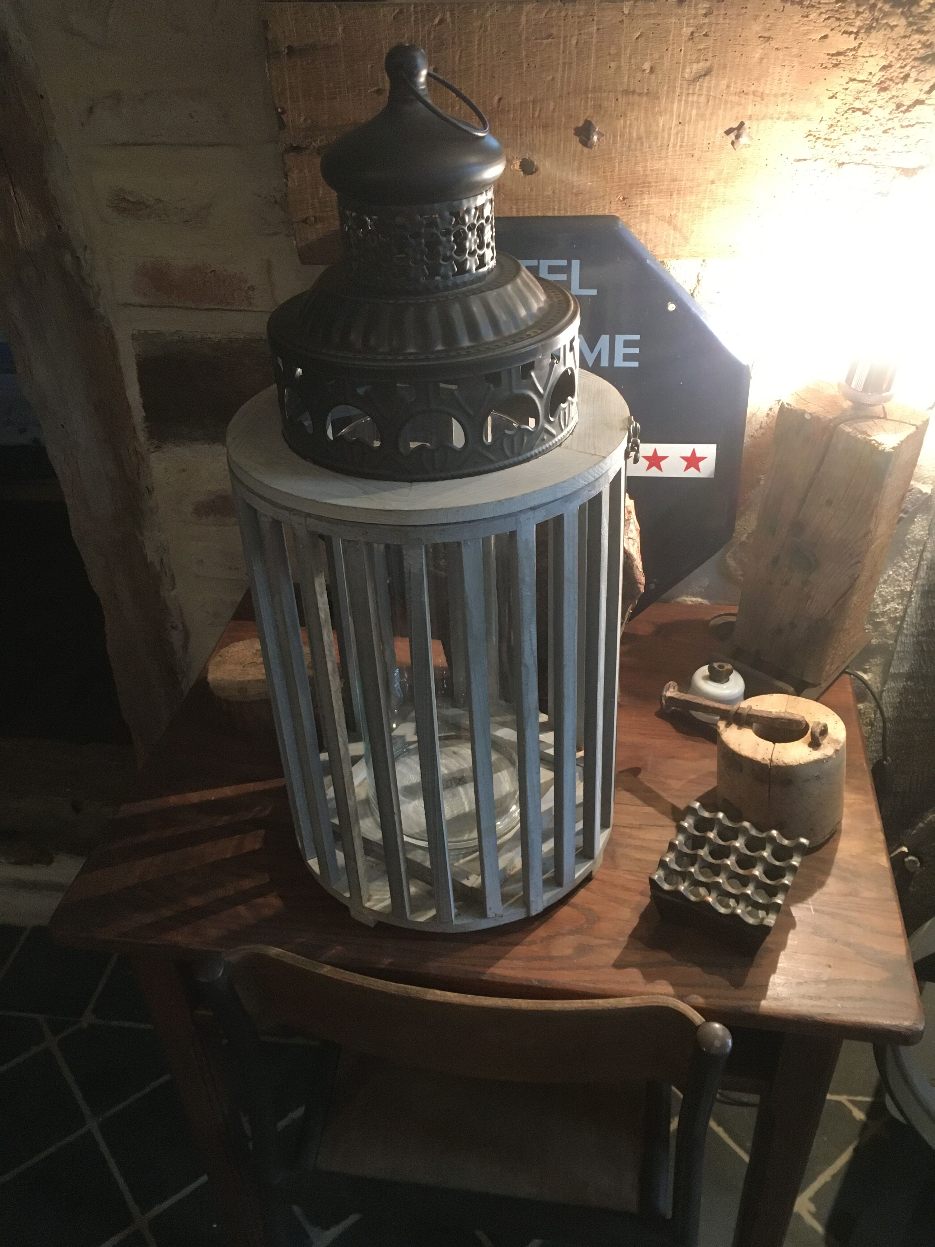 Wood/metal lantern