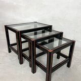 Set de 3 tables gigognes vintage noir