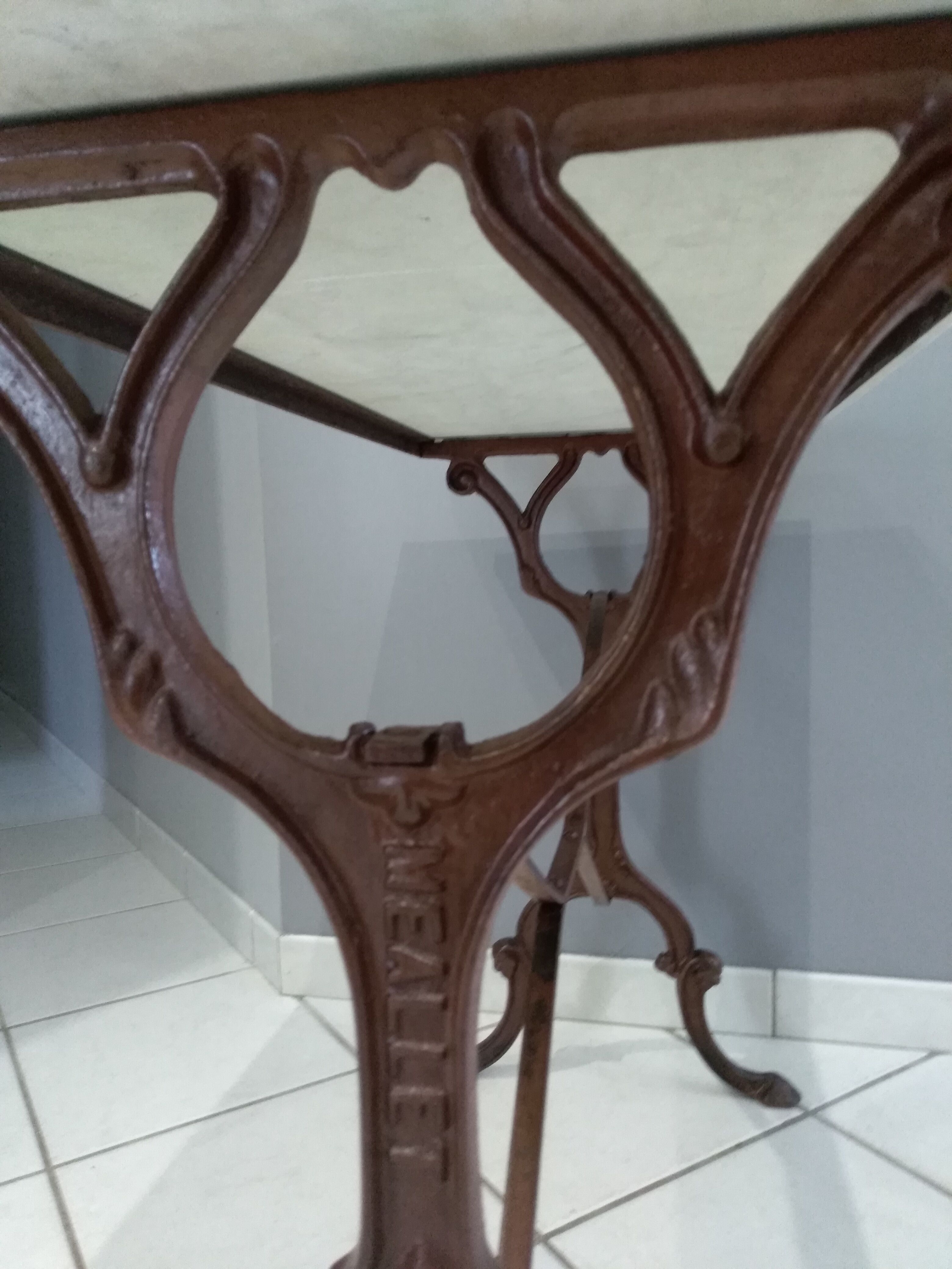 Marble bistro table Carrara 1910 Meallet Paris