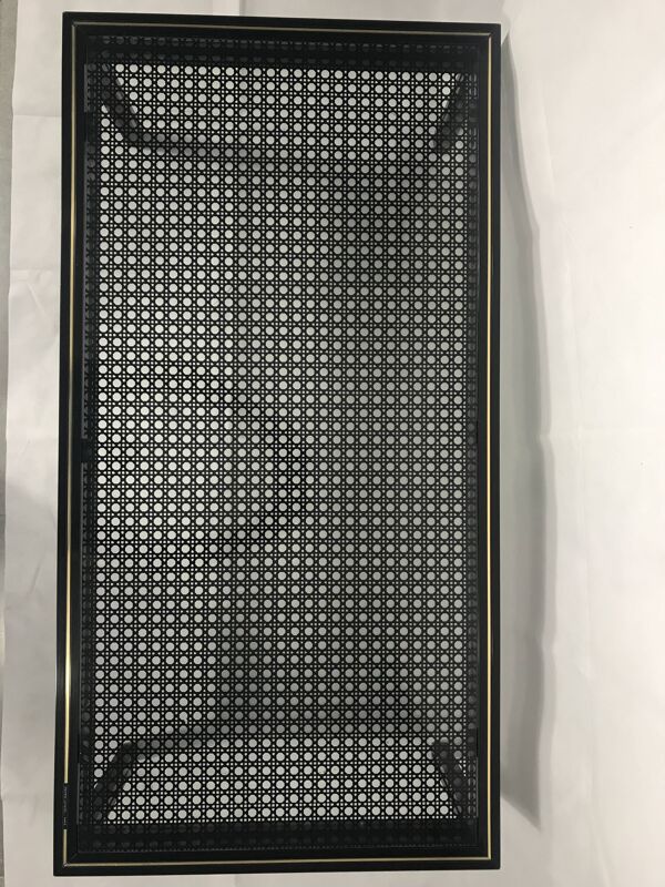 Table basse Pierre Vandel verre motif cannage noir