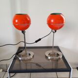 Set of lamps eyes ball orange 1990