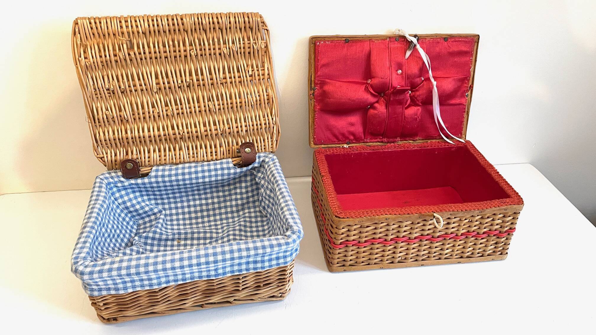 2 chanel boxes in vintage rattan