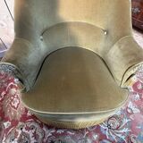 Pair of Napoleon III style crapaud armchairs in two-tone velvet.